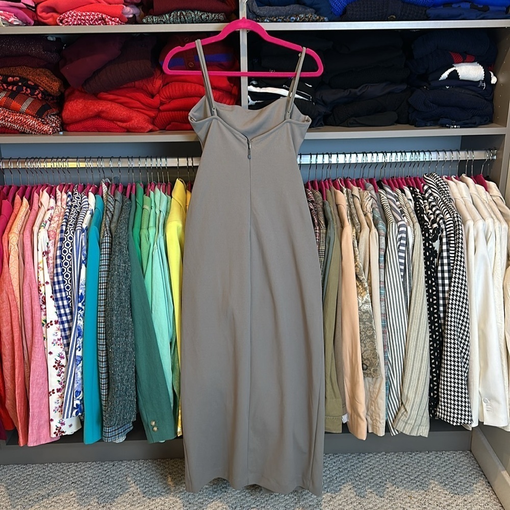 Zara gray spaghetti adjustable strapped ruched tie dress size M - Picture 3 of 3